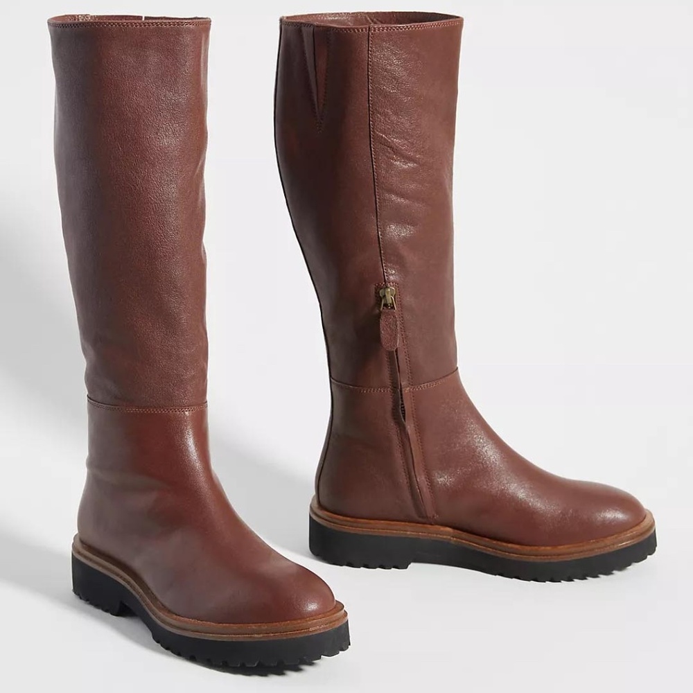 NIB Anthropologie Glastonbury Tall Boots in Brown Size EU 41 / US 10-10.5